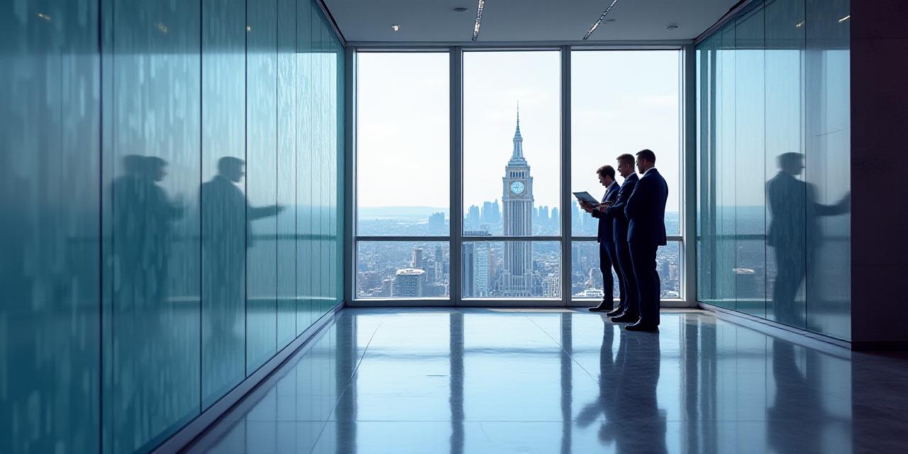 Modern financial office with secure technology
