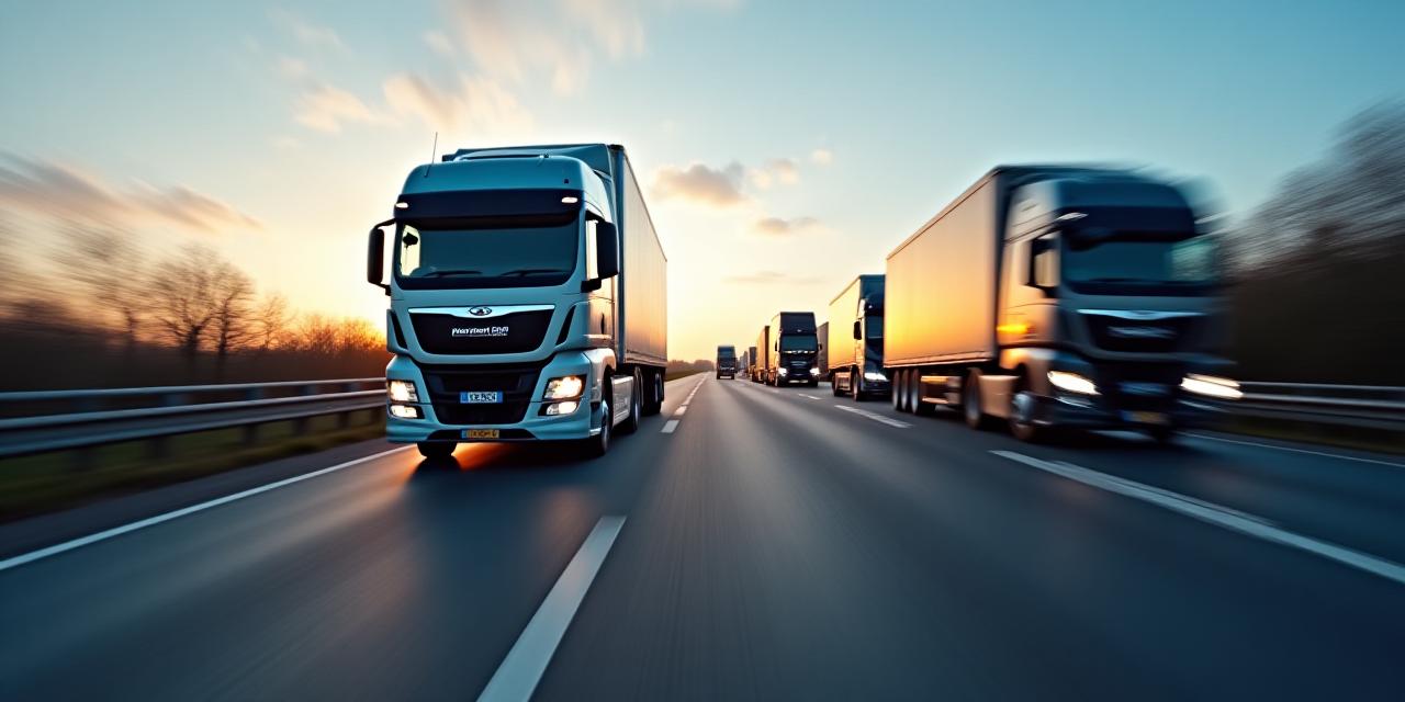 Modern logistics fleet and heavy goods vehicles on a UK motorway