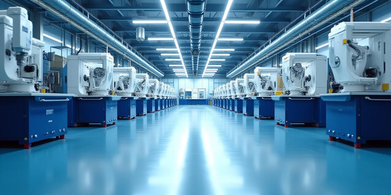 Modern automated manufacturing facility with clean production lines
